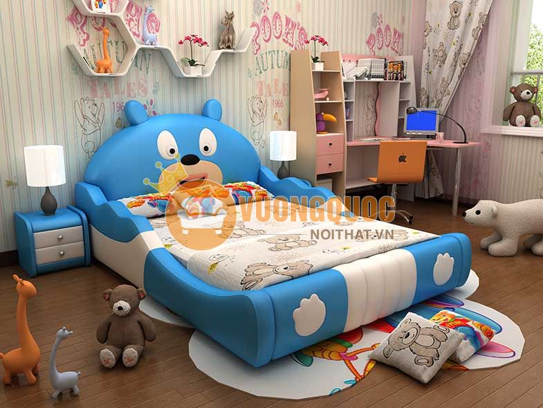 Giường bọc da cho bé cao cấp hiện đại BABYP18-3